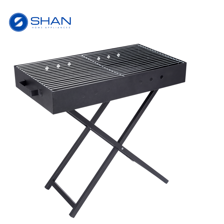 Heavy Duty Charcoal BBQ Grill with X-Stand – Iron Barbecue 80×40×73 cm