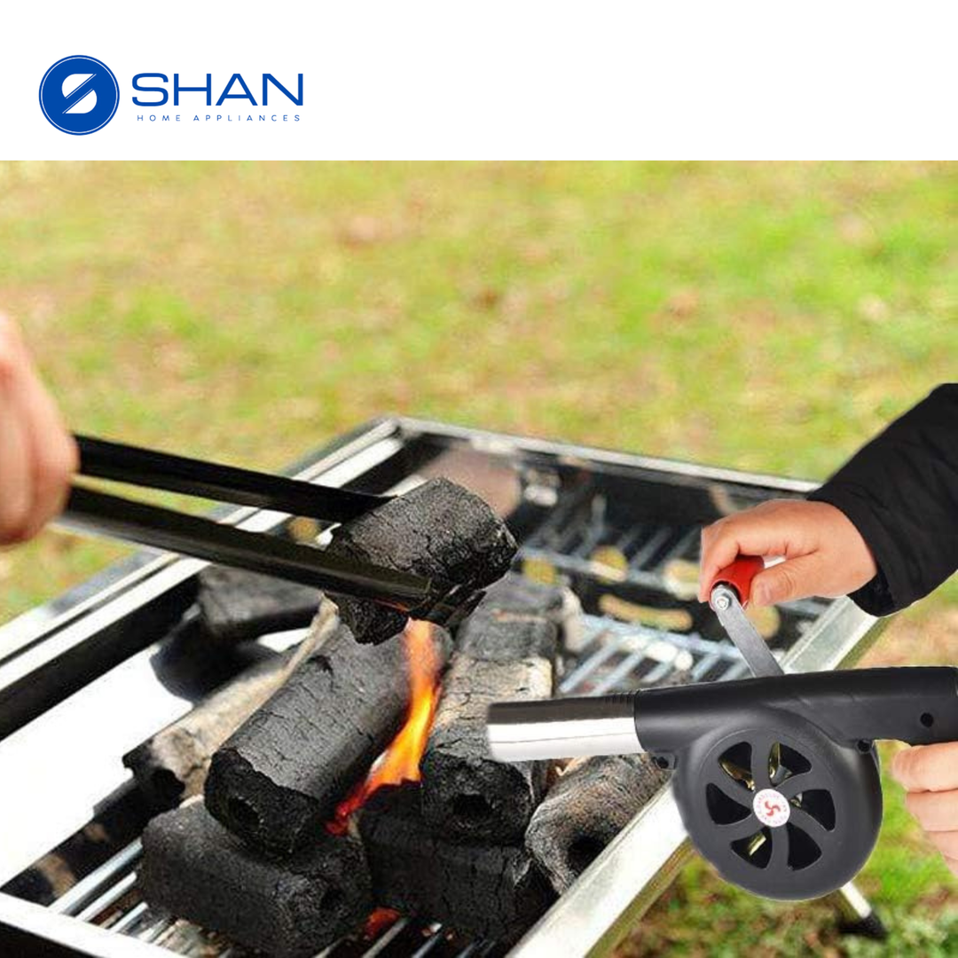 Outdoor Cooking BBQ Fan Air Blower, Hand Crank Blowers, Barbecue Fire Bellows for Picnic Camping Stove Accessories