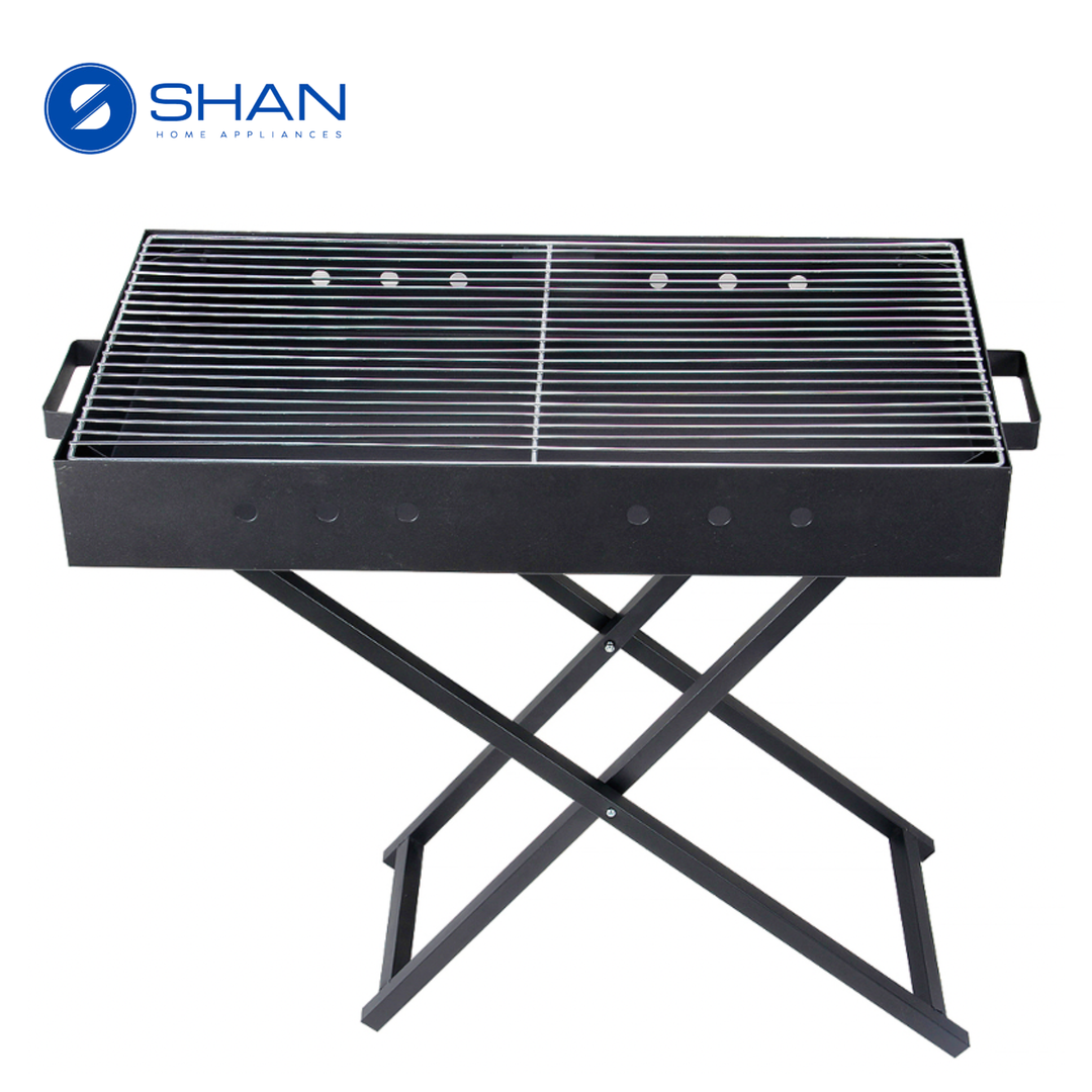 Heavy Duty Charcoal BBQ Grill with X-Stand – Iron Barbecue 80×40×73 cm