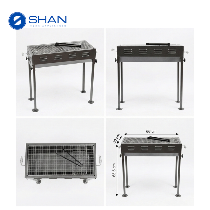 Portable Charcoal BBQ Grill  (66cm * 30cm * 63.5cm) – Compact Outdoor Barbecue Stand with Detachable Legs & Air Vents