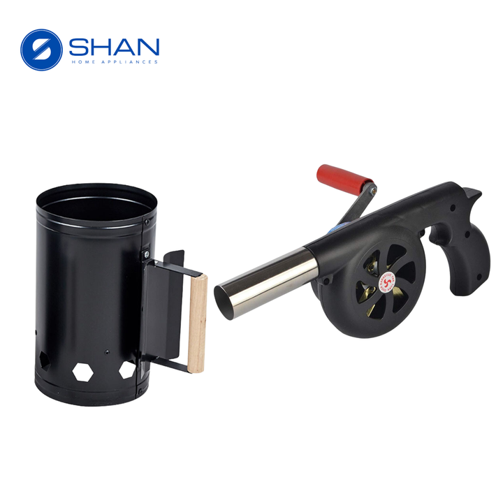 Charcoal Starter Drum + BBQ Fan Blower