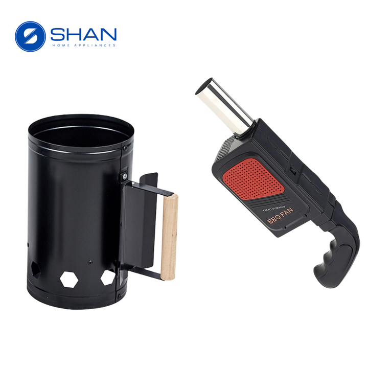 Charcoal Starter Drum + BBQ Fan Blower