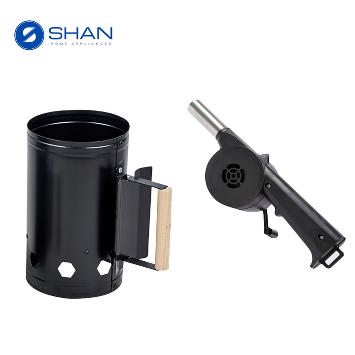Charcoal Starter Drum + BBQ Fan Blower